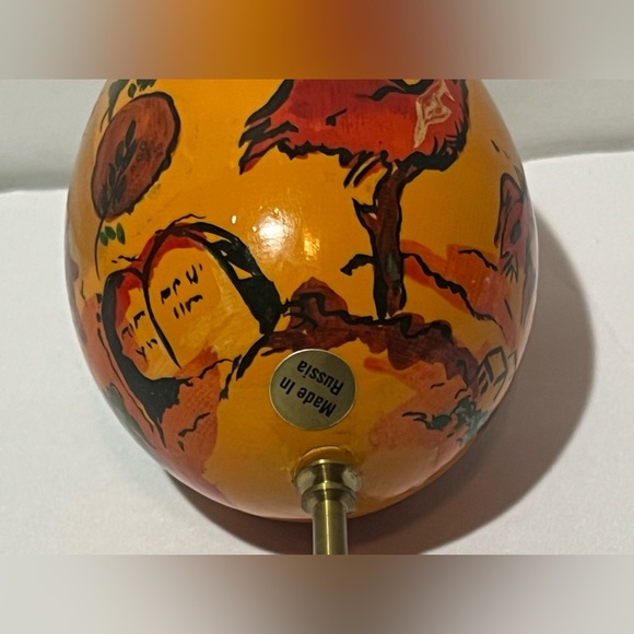 VTG Russian Lacquer Wood Egg Oil Painted Baby Dragon Birds Candles HTF Easter - Picture 11 of 11